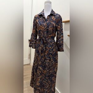 J McLaughlin Brown and Blue Patterned Dress